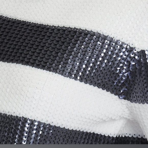 ARMANI JEANS BOLD STRIPE SEQUIN DETAIL JUMPER IN NAVY - Picture 3 of 6